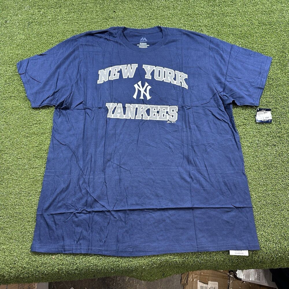 Majestic New York Yankees Shirt Mens 2XL Blue Good MLB Baseball Tee